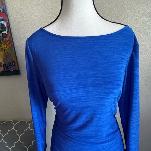 Catherine Malandrino Blue Ruched Long Sleeve Bodycon Dress | Size M - Picture 3 of 7